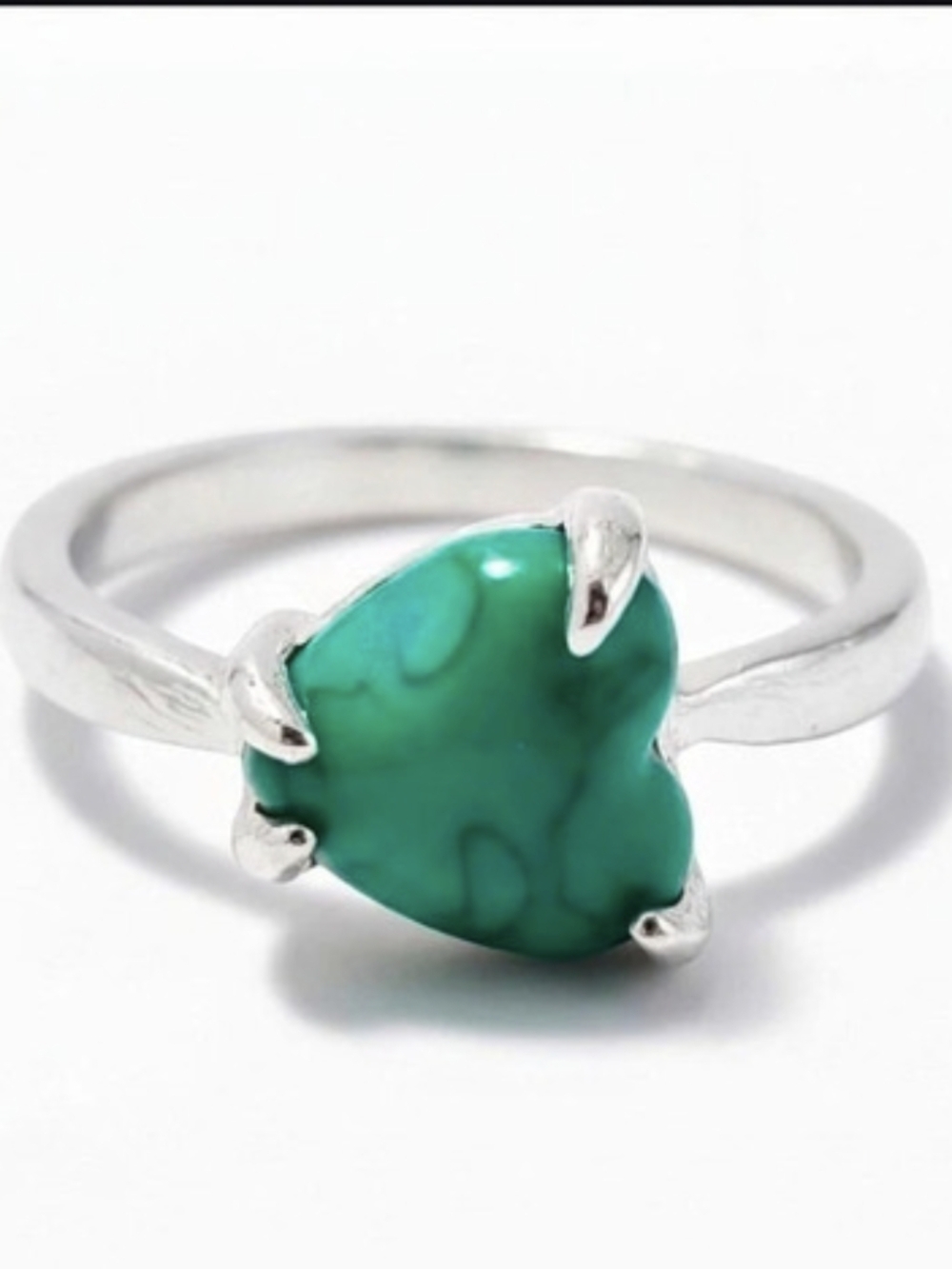 Green Stone Silver-Tone Ring